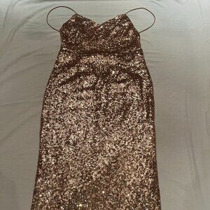 SOPRANO Rose Gold Colored Sequin Fitted Dress NWT Size Medium
